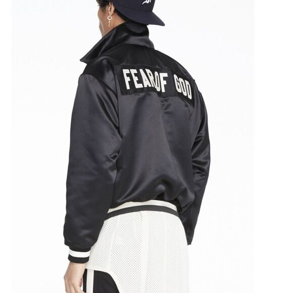 Fear of God‎ Black Satin Half-Zip Coaches Jacket Black L Nwt - Picture 1 of 8